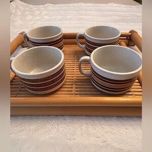 Set of four Mcm vintage retro stoneware Brendan Erin soup mugs